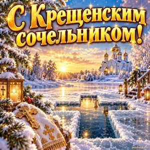 Открытка «С Крещенским сочельником!» с иорданью