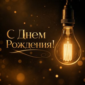 Открытка с лампочкой на день рождения