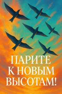 Открытка с летающими птицами