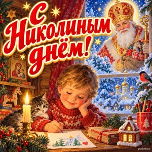 Открытка «С Николиным днём!» с письмом святому Николаю