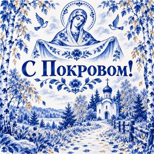 Открытка «С Покровом!» с тропой к часовне