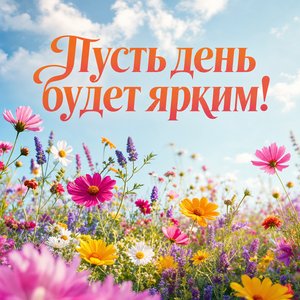 Открытка с полевыми цветами на хороший день
