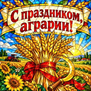 Открытка «С праздником, аграрии!» со снопом
