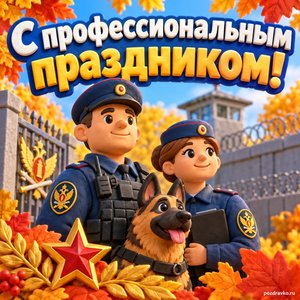 Открытка «С профессиональным праздником!» с листьями и звездой