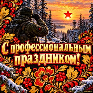 Открытка «С профессиональным праздником!» с зимним лесом