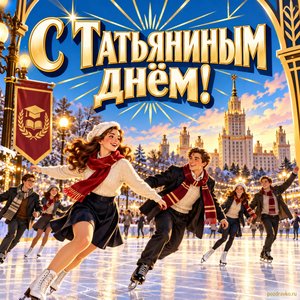 Открытка «С Татьяниным днём!» с катком