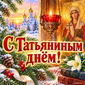Открытка «С Татьяниным днём!» с лампадой