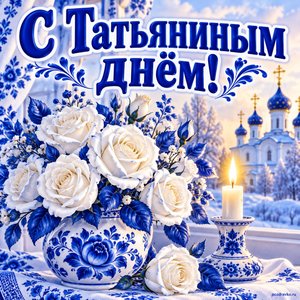 Открытка «С Татьяниным днём!» с розами