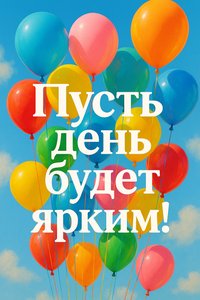 Открытка с воздушными шарами