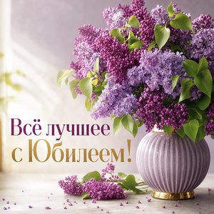Открытка с Юбилеем с букетом
