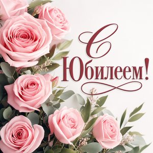 Открытка с Юбилеем с цветами
