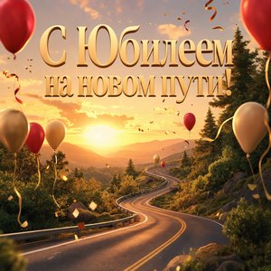 Открытка с Юбилеем с дорогой