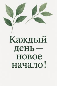 Открытка с зелеными листьями