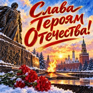 Открытка «Слава Героям Отечества!» с Вечным огнём