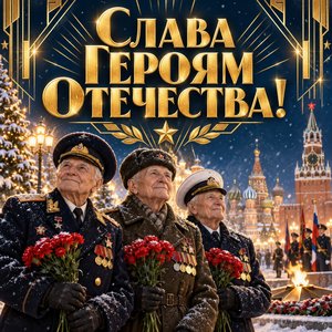 Открытка «Слава Героям Отечества!» с ветеранами