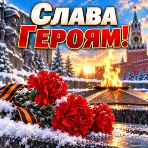 Открытка «Слава Героям!» с Вечным огнём