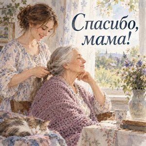 Открытка «Спасибо, мама!» с дочерью и мамой