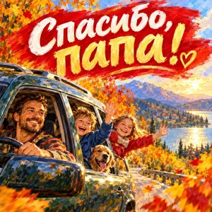Открытка «Спасибо, папа!» с поездкой всей семьёй