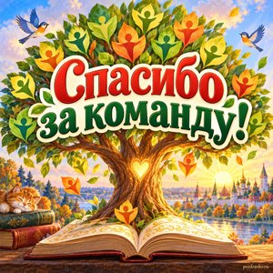Открытка «Спасибо за команду!» с деревом-командой