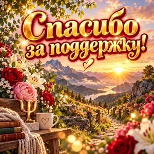 Открытка «Спасибо за поддержку!» с рассветом в горах