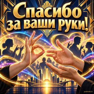 Открытка «Спасибо за ваши руки!» с жестами