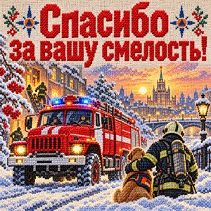 Открытка «Спасибо за вашу смелость!» с пожарной машиной