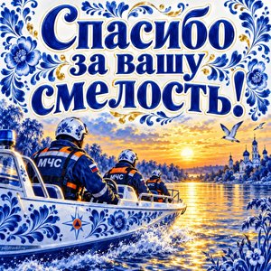 Открытка «Спасибо за вашу смелость!» со спасательной лодкой
