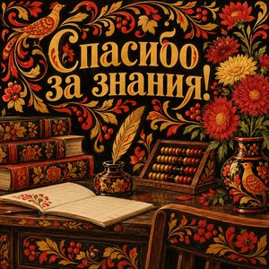 Открытка «Спасибо за знания!» с ретро-партой и счётами