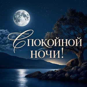 Открытка Спокойной Ночи с Луной
