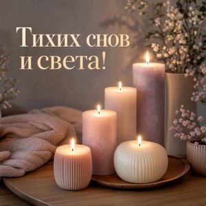 Открытка Спокойной Ночи со Свечами