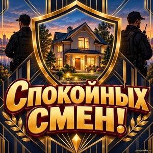 Открытка «Спокойных смен!» с домом под защитой