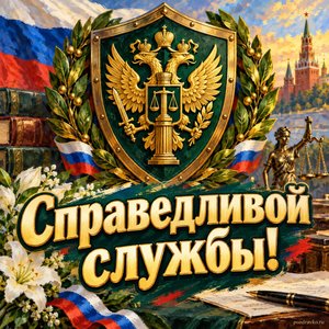Открытка «Справедливой службы!» со щитом и орлом