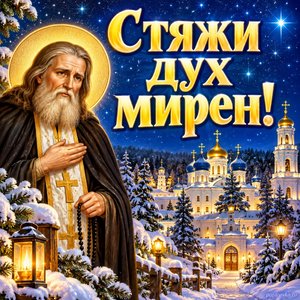 Открытка «Стяжи дух мирен!» со звёздной ночью