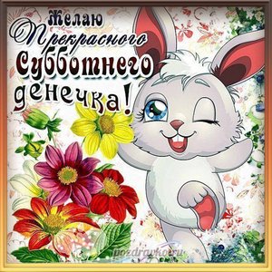 Открытка к субботе с зайчиком и пожеланием прекрасного дня