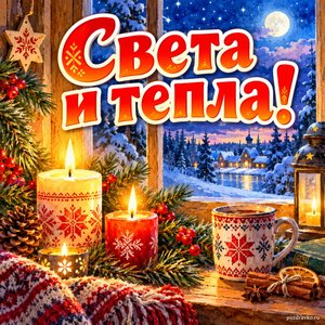 Открытка «Света и тепла!» со свечами