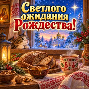 Открытка «Светлого ожидания Рождества!» с постным столом