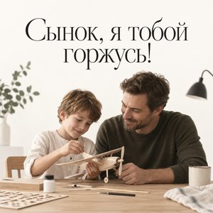 Открытка «Сынок, я тобой горжусь!» с моделью самолёта