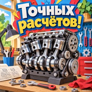 Открытка «Точных расчётов!» с двигателем
