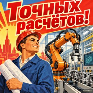 Открытка «Точных расчётов!» с роботом-манипулятором