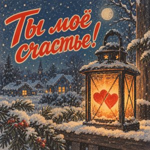 Открытка «Ты моё счастье!» с фонарём и сердцами