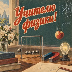 Открытка «Учителю физики!» с маятником Ньютона