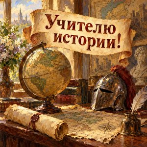 Открытка «Учителю истории!» со старинной картой