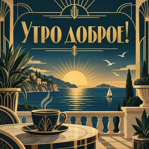 Открытка «Утро доброе!» с морем на рассвете