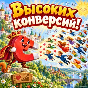 Открытка «Высоких конверсий!» с магнитом
