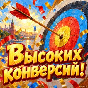 Открытка «Высоких конверсий!» с мишенью