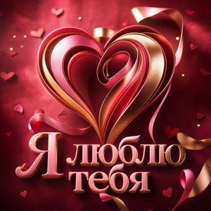 Открытка Я Люблю Тебя с сердцем из цветных лент