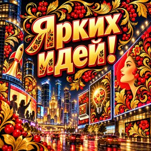 Открытка «Ярких идей!» с билбордами