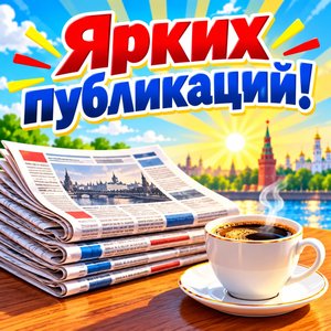 Открытка «Ярких публикаций!» с газетами и кофе