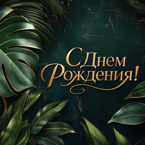 Роскошная открытка с экзотическими листьями на день рождения