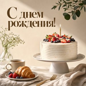Счастливый завтрак – открытка с днем рождения